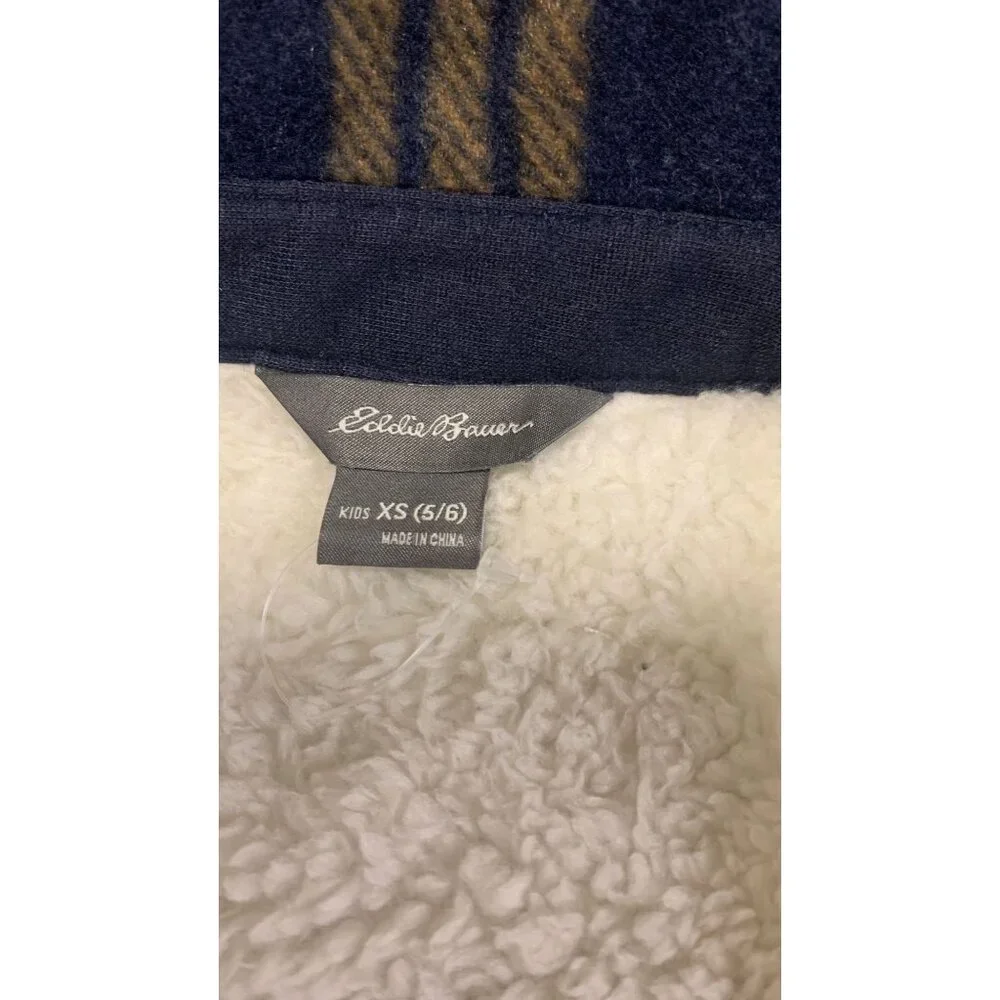 NWOT Eddie Bauer Kids XS 5/6 Outdoor‎ Plaid Fleece Jacket Blue Brown